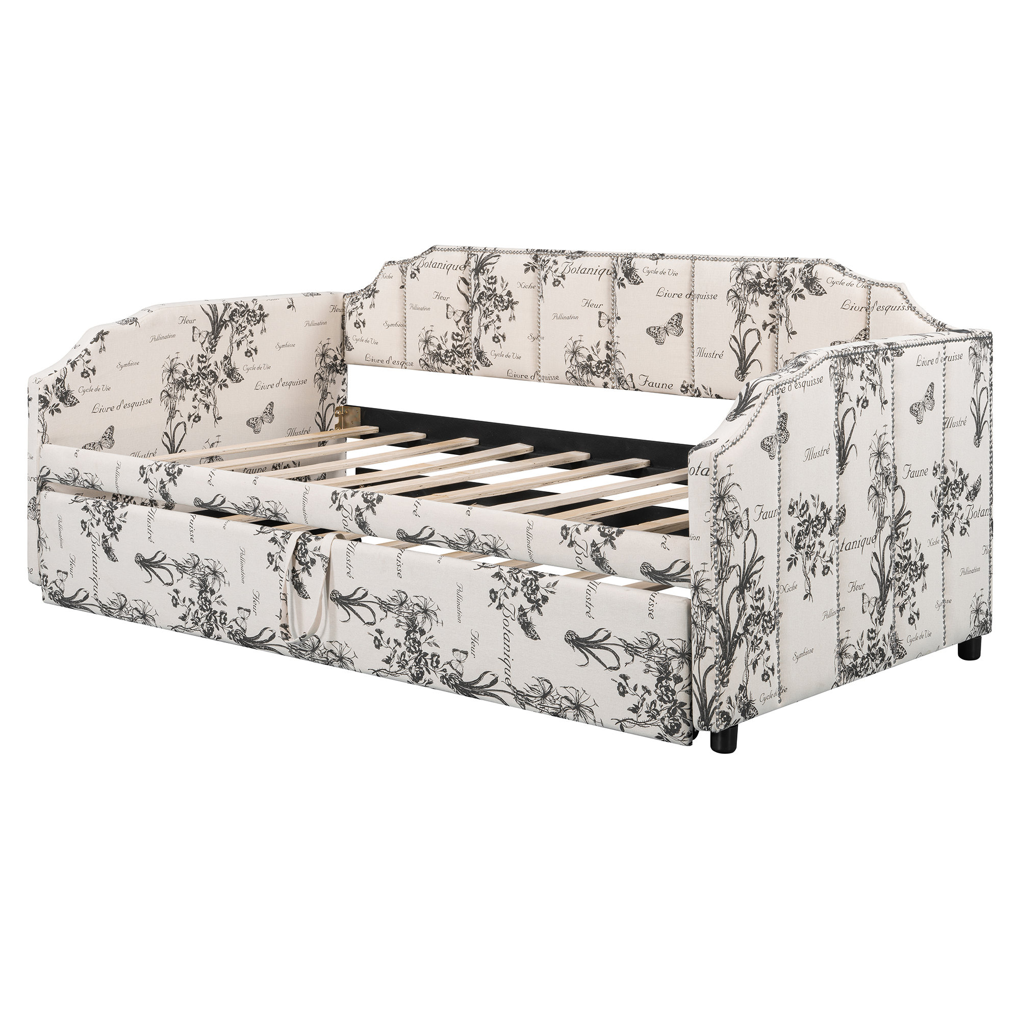 Twin Size Upholstered Daybed with Pop-Up Trundle & USB Charging Ports 24 Twin Size Upholstered Daybed with Pop-Up Trundle & USB Charging Ports