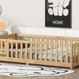 Twin Size Floor Bed with Fence and Door 29 Twin Size Floor Bed with Fence and Door