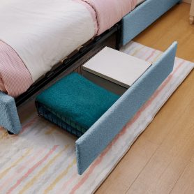 Twin Size Kids Upholstered Bed With Oversized Rabbit Ear Headboard, Music Sync, LED Light & 4 Storage Drawers 31 Twin Size Kids Upholstered Bed With Oversized Rabbit Ear Headboard, Music Sync, LED Light & 4 Storage Drawers