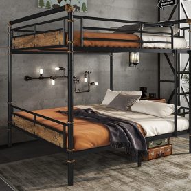 Queen Over Queen Metal Bunk Bed With Safety Guard Rails 35 Queen Over Queen Metal Bunk Bed With Safety Guard Rails