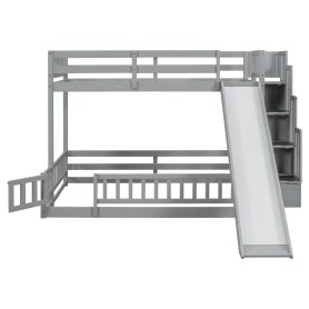 Twin Over Full Bunk Bed with Slide, Storage Staircase and Guardrails 60 Twin Over Full Bunk Bed with Slide, Storage Staircase and Guardrails