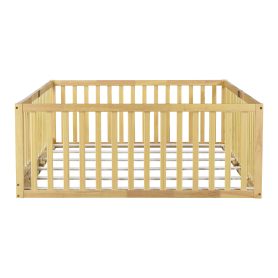 Full Size Floor Bed With High Fence Railings