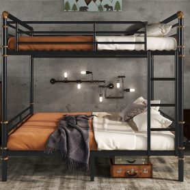 Queen Over Queen Metal Bunk Bed With Safety Guard Rails 37 Queen Over Queen Metal Bunk Bed With Safety Guard Rails