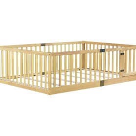 Full Size Floor Bed With High Fence Railings