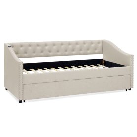 Twin Size Daybed with USB Charging & Pull-out Extendable Bed