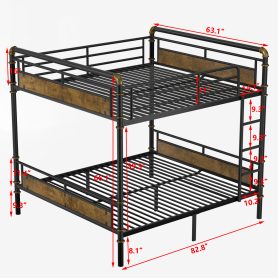 Queen Over Queen Metal Bunk Bed With Safety Guard Rails 25 Queen Over Queen Metal Bunk Bed With Safety Guard Rails