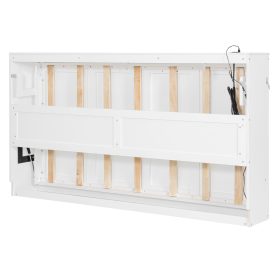 Twin-Size Modern Side-Folding Murphy Bed with Trendy Printed Pattern, LED Under-Bed Lighting & Built-In USB Outlet