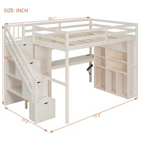 Full Loft Bed Frame with Built-In Wardrobe, Study Desk, Storage Shelves & Lights 33 Full Loft Bed Frame with Built-In Wardrobe, Study Desk, Storage Shelves & Lights