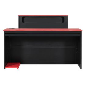 Full Size Wood Daybed with Twin Size Trundle, Desk, LED light and USB