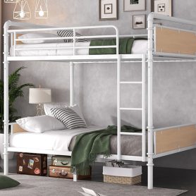 Twin XL over Twin XL Metal Bunk Bed, Industrial Detachable Bunkbeds with Safety Guard Rails for Teens 35 Twin XL over Twin XL Metal Bunk Bed, Industrial Detachable Bunkbeds with Safety Guard Rails for Teens