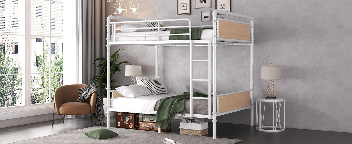 Twin XL over Twin XL Metal Bunk Bed, Industrial Detachable Bunkbeds with Safety Guard Rails for Teens 17 Twin XL over Twin XL Metal Bunk Bed, Industrial Detachable Bunkbeds with Safety Guard Rails for Teens