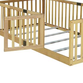 Twin Size Floor Bed with High Fence Railings