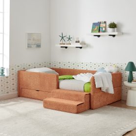 Safe Cozy Multi-Functional Kids Bed with Guardrails and Storage