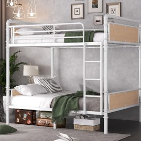 Twin XL over Twin XL Metal Bunk Bed, Industrial Detachable Bunkbeds with Safety Guard Rails for Teens 32 Twin XL over Twin XL Metal Bunk Bed, Industrial Detachable Bunkbeds with Safety Guard Rails for Teens