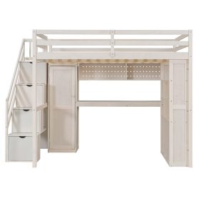 Full Loft Bed Frame with Built-In Wardrobe, Study Desk, Storage Shelves & Lights 45 Full Loft Bed Frame with Built-In Wardrobe, Study Desk, Storage Shelves & Lights