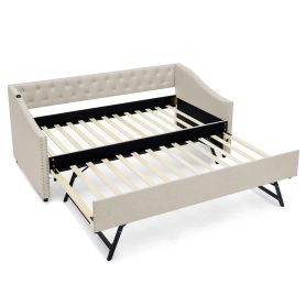 Twin Size Daybed with USB Charging & Pull-out Extendable Bed