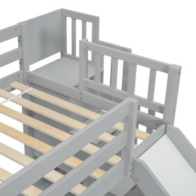 Twin Over Full Bunk Bed with Slide, Storage Staircase and Guardrails 35 Twin Over Full Bunk Bed with Slide, Storage Staircase and Guardrails