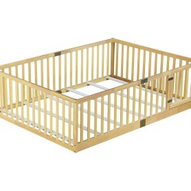 Full Size Floor Bed With High Fence Railings