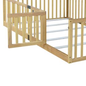 Full Size Floor Bed With High Fence Railings