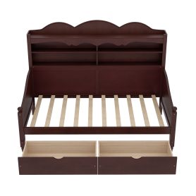 Wooden Twin Daybed With Storage Drawers and Storage Headboard Shelving 25 Wooden Twin Daybed With Storage Drawers and Storage Headboard Shelving