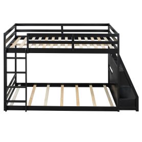 Full Bunk Bed with APP-Controlled LED Lights, USB Ports, Storage Shelves and 2 Drawers