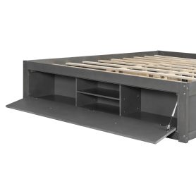 Queen Size Platform Bed Frame with 4 Storage Drawers and Hydraulic Lift Footboard Storage