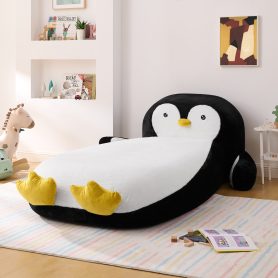 Twin Size Fluffy Faux Fur Penguin Shaped Bed