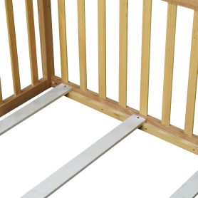 Twin Size Floor Bed with High Fence Railings