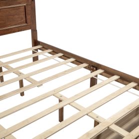 King Size Bed with Tall-Panel Headboard & Footboard, 2 Storage Drawers, Built-in LED Lights, USB Charging Station