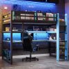 Twin Size Wood Loft Bed With Desk, Side Storage Rack, Multi-storage Shelves And RGB Light