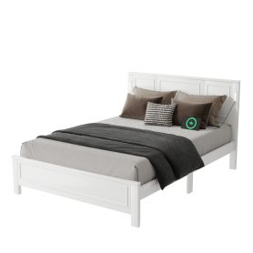 Queen Size Bed with Tall-Panel Headboard & Footboard, Built-in LED Lights, USB Charging Station