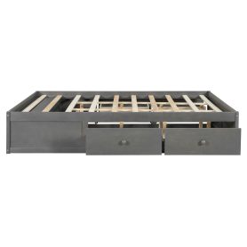 Queen Size Platform Bed Frame with 4 Storage Drawers and Hydraulic Lift Footboard Storage