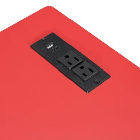 Full Size Wood Daybed with Twin Size Trundle, Desk, LED light and USB