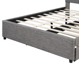 Queen Size Upholstered Platform Bed with Brick Pattern Headboard and Twin XL Size Trundle 35 Queen Size Upholstered Platform Bed with Brick Pattern Headboard and Twin XL Size Trundle