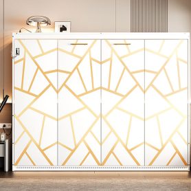 Queen-Size Modern Side-Folding Murphy Bed with Trendy Printed Pattern, LED Under-Bed Lighting & Built-In USB Outlet