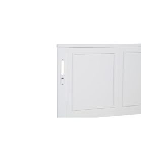 Queen Size Bed with Tall-Panel Headboard & Footboard, Built-in LED Lights, USB Charging Station