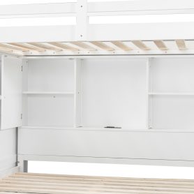 Twin Over Full Bunk Bed With Storage Stairs, Wardrobe, USB And Light 34 Twin Over Full Bunk Bed With Storage Stairs, Wardrobe, USB And Light