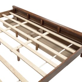 King Size Bed with Tall-Panel Headboard & Footboard, 2 Storage Drawers, Built-in LED Lights, USB Charging Station