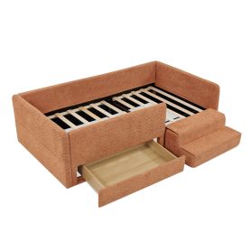 Safe Cozy Multi-Functional Kids Bed with Guardrails and Storage