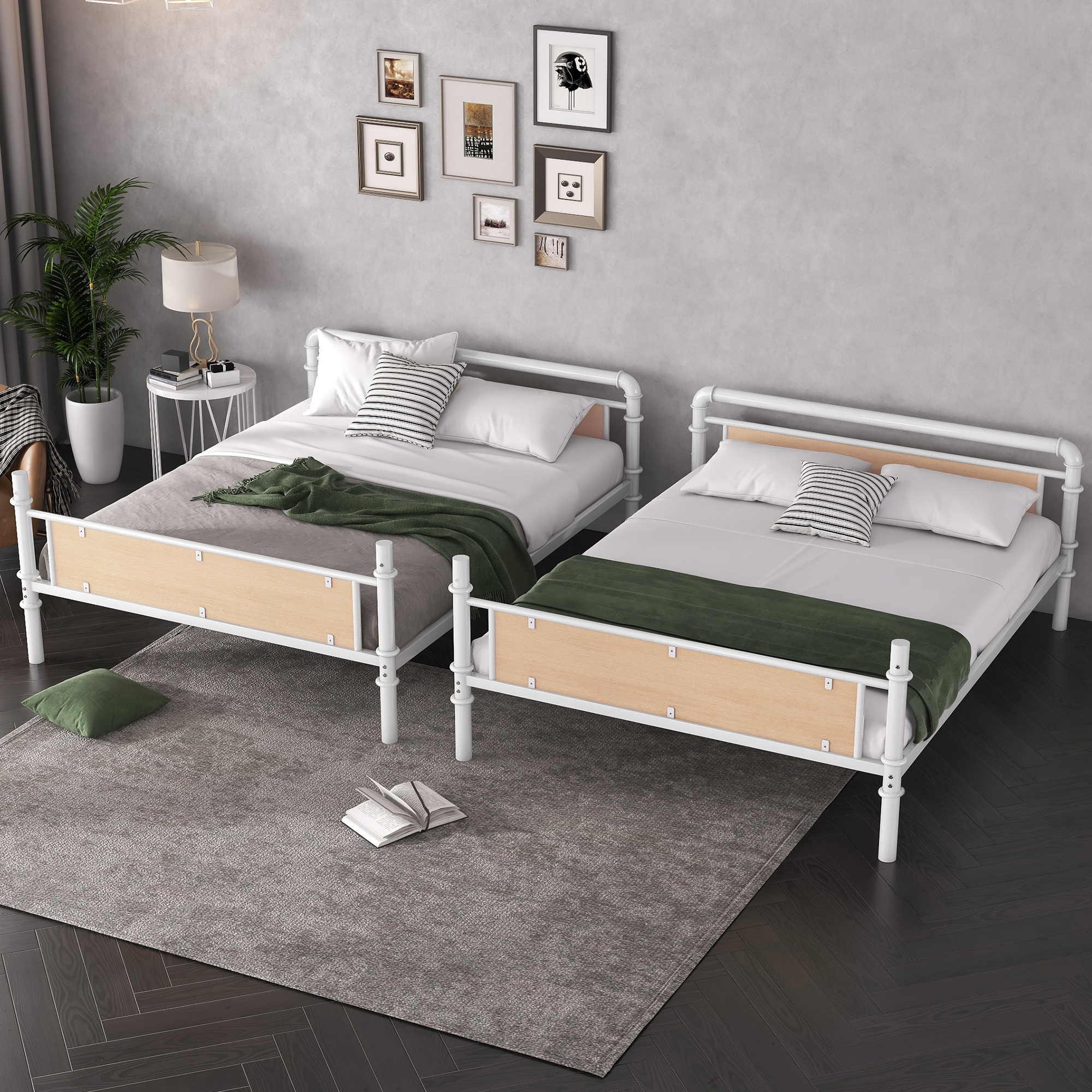 Twin XL over Twin XL Metal Bunk Bed, Industrial Detachable Bunkbeds with Safety Guard Rails for Teens 6 Twin XL over Twin XL Metal Bunk Bed, Industrial Detachable Bunkbeds with Safety Guard Rails for Teens