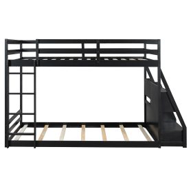 Full Bunk Bed with APP-Controlled LED Lights, USB Ports, Storage Shelves and 2 Drawers