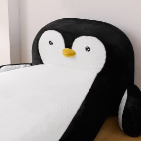 Twin Size Fluffy Faux Fur Penguin Shaped Bed