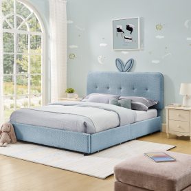 Full Size Kids Upholstered Bed With Oversized Rabbit Ear Headboard, Music Sync, LED Light & 4 Storage Drawers 26 Full Size Kids Upholstered Bed With Oversized Rabbit Ear Headboard, Music Sync, LED Light & 4 Storage Drawers