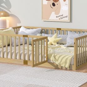 Full Size Floor Bed With High Fence Railings