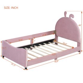 Twin Size Upholstered Daybed with Rabbit Ear Shaped Headboard 29 Twin Size Upholstered Daybed with Rabbit Ear Shaped Headboard