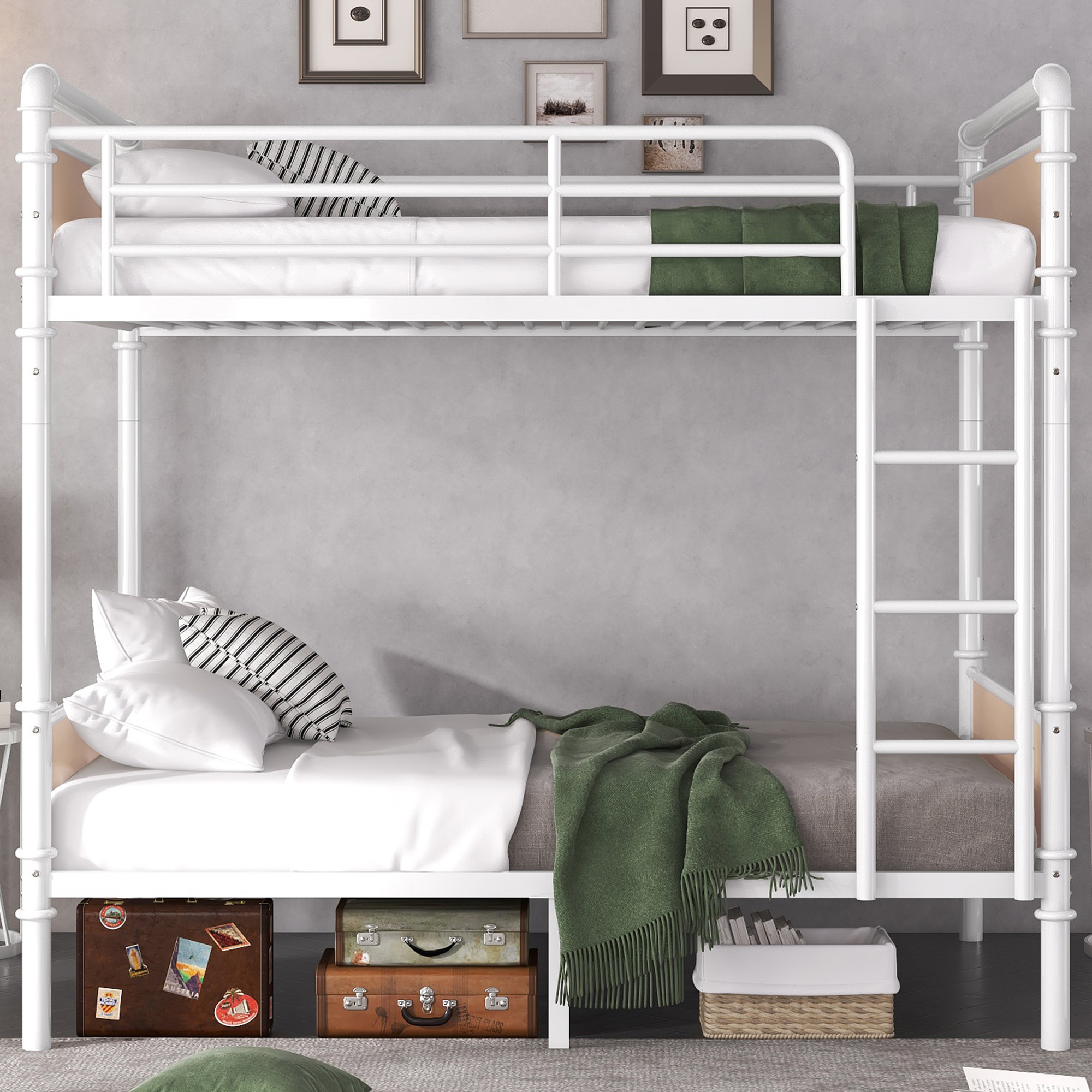 Twin XL over Twin XL Metal Bunk Bed, Industrial Detachable Bunkbeds with Safety Guard Rails for Teens 3 Twin XL over Twin XL Metal Bunk Bed, Industrial Detachable Bunkbeds with Safety Guard Rails for Teens