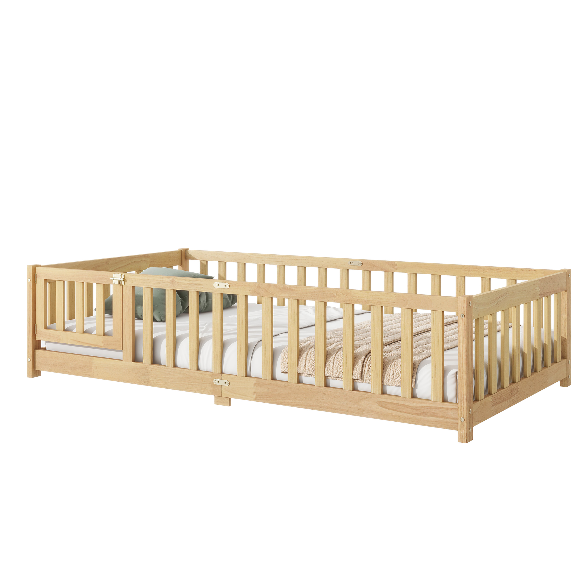 Twin Size Floor Bed with Fence and Door 12 Twin Size Floor Bed with Fence and Door