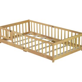 Twin Size Floor Bed with Fence and Door 35 Twin Size Floor Bed with Fence and Door