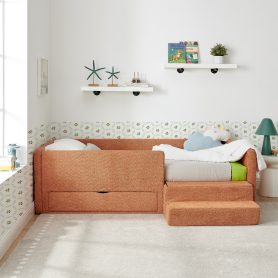 Safe Cozy Multi-Functional Kids Bed with Guardrails and Storage