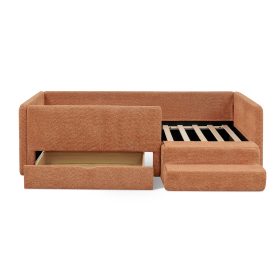 Safe Cozy Multi-Functional Kids Bed with Guardrails and Storage